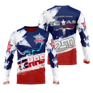America 250 Texas Motocross Jersey – Patriotic USA Eagle 250 Years Anniversary Dirt Bike MTB Off-Road Riding Shirt Adult & Youth ECG13042603