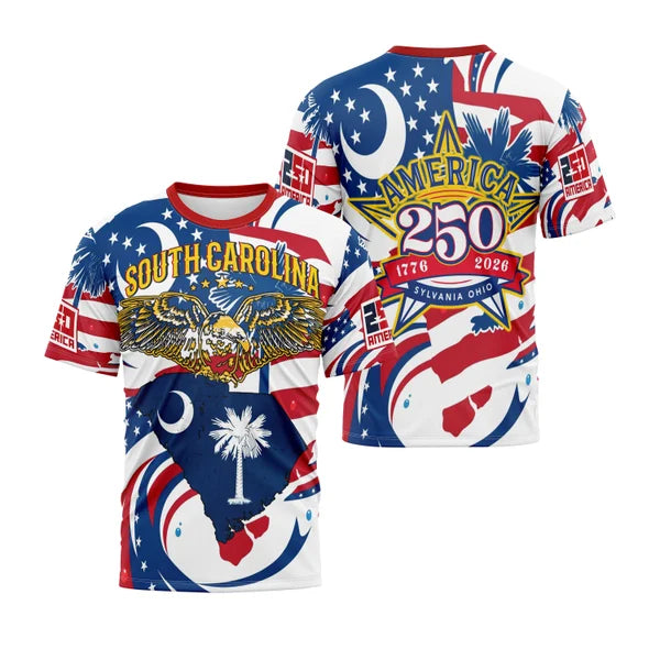 America 250 South Carolina Motocross Jersey – Patriotic USA Eagle 250 Years Anniversary Dirt Bike MTB Off-Road Riding Shirt Adult & Youth ECG22042602